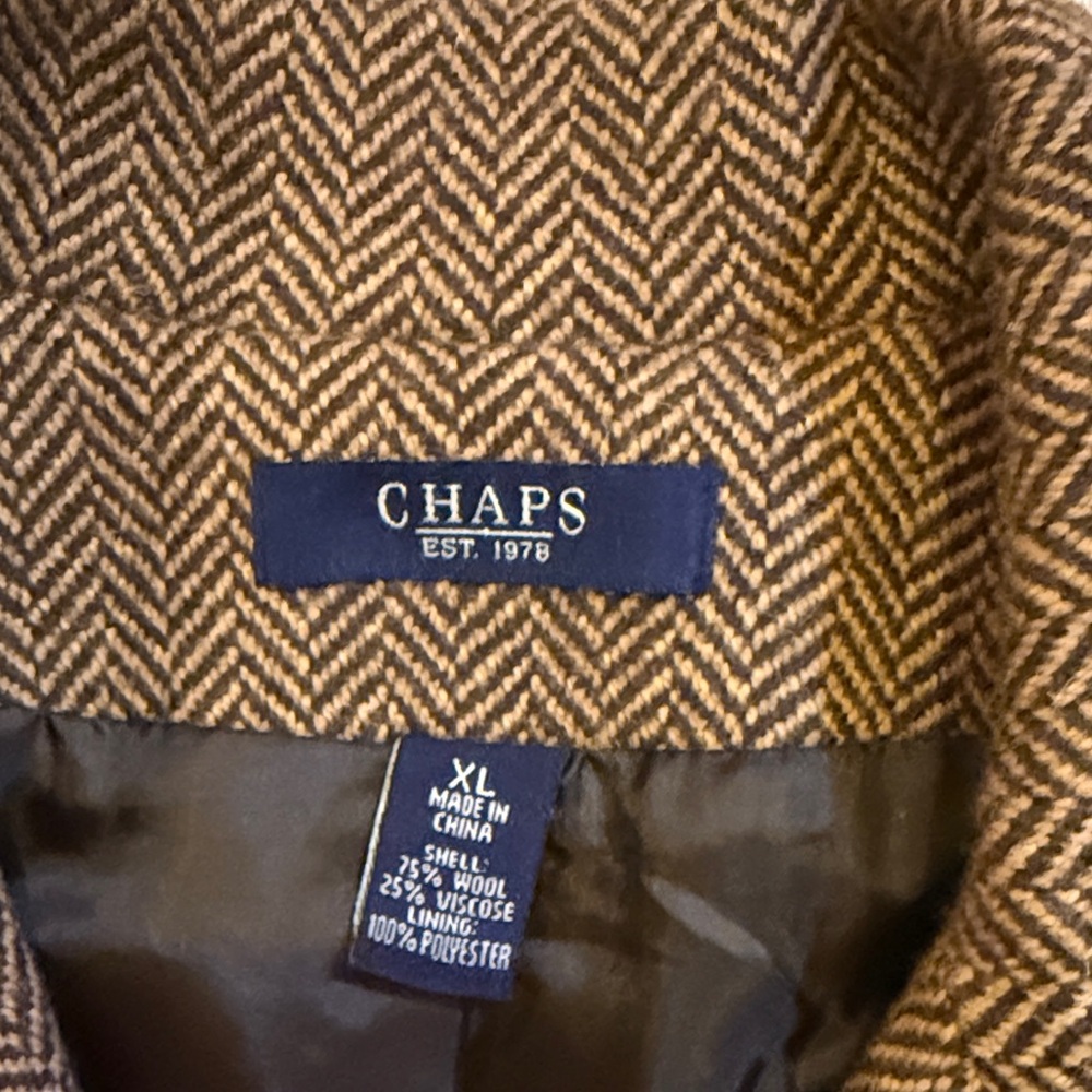 94- Chaps Tan Herringbone Women's Blazer - Picture 2 of 3